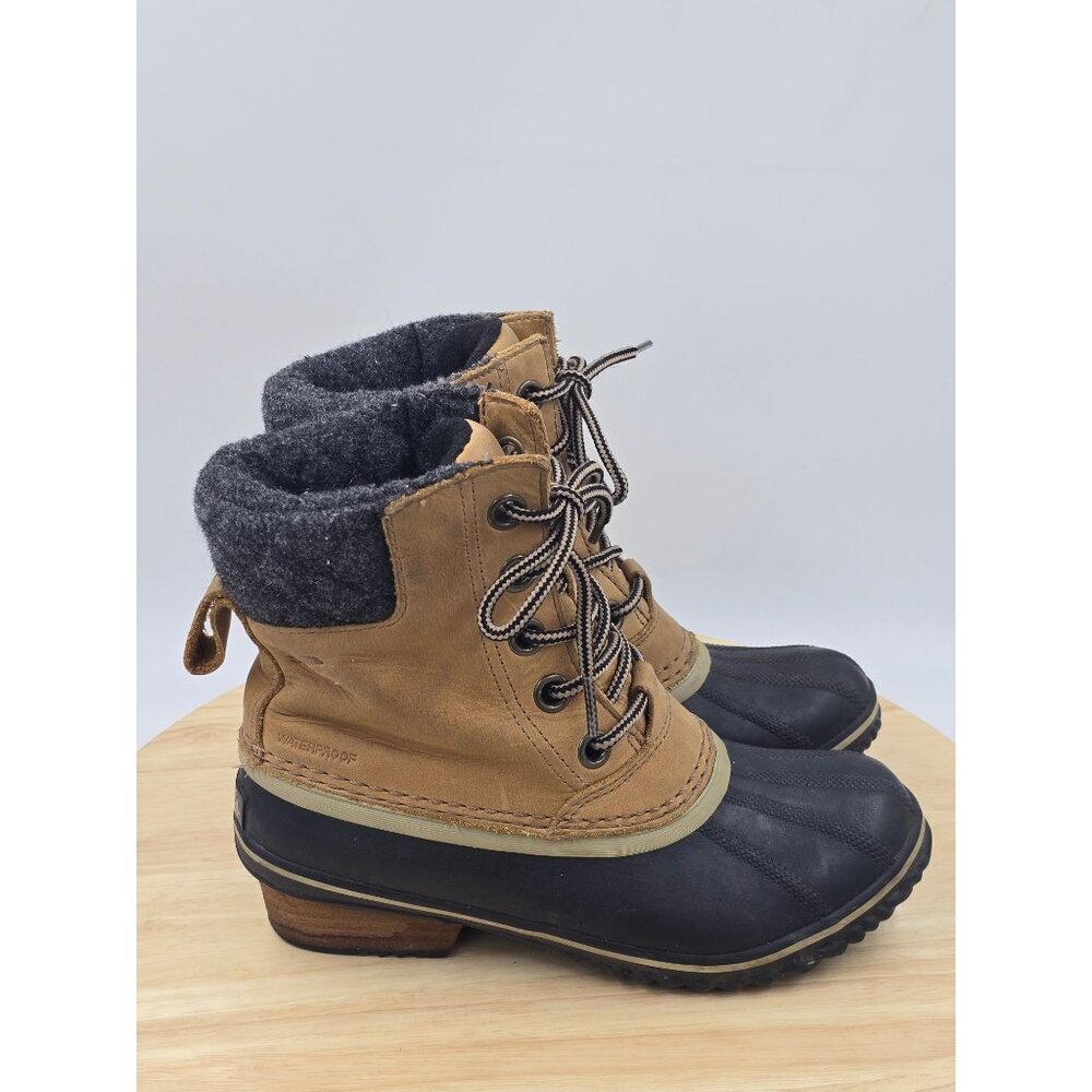 Sorel Slimpack II Lace Winter Boots Tan Waterproof NL2348-286 Women's Size 6